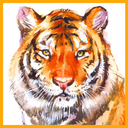 A watercolor of a tiger used as the logo for Tiger Bay Club of Central Florida